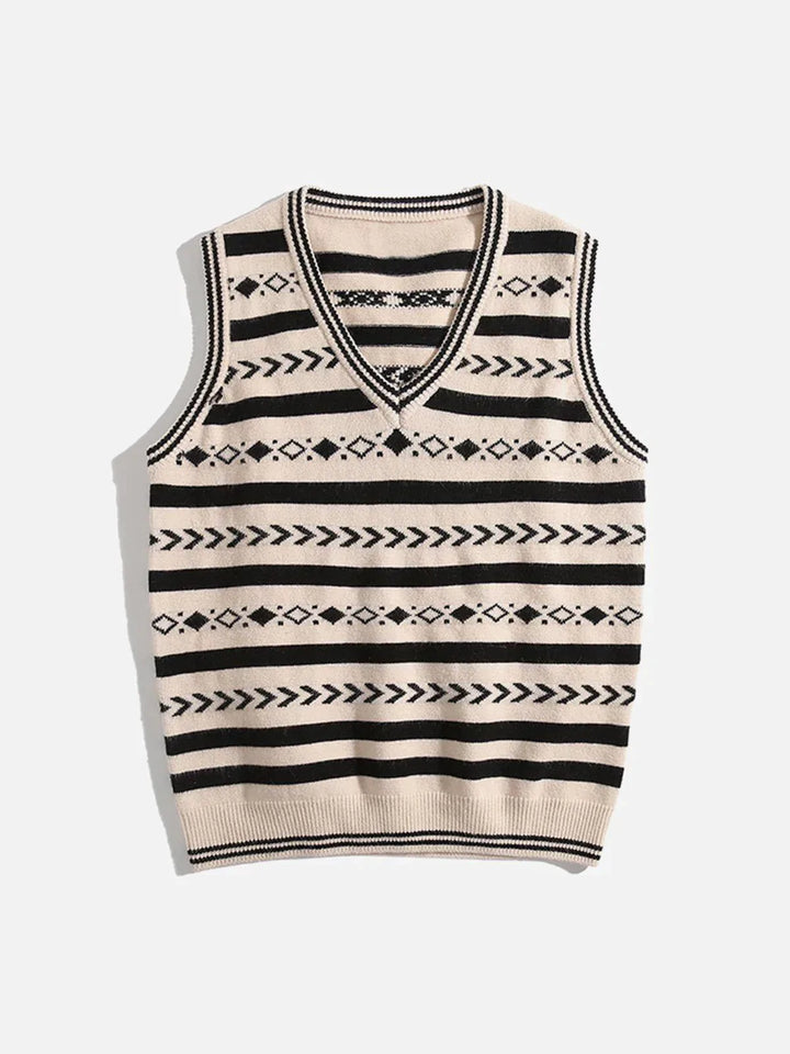 TALISHKO - Vintage Clashing Embroidery Sweater Vest - streetwear fashion, outfit ideas - talishko.com