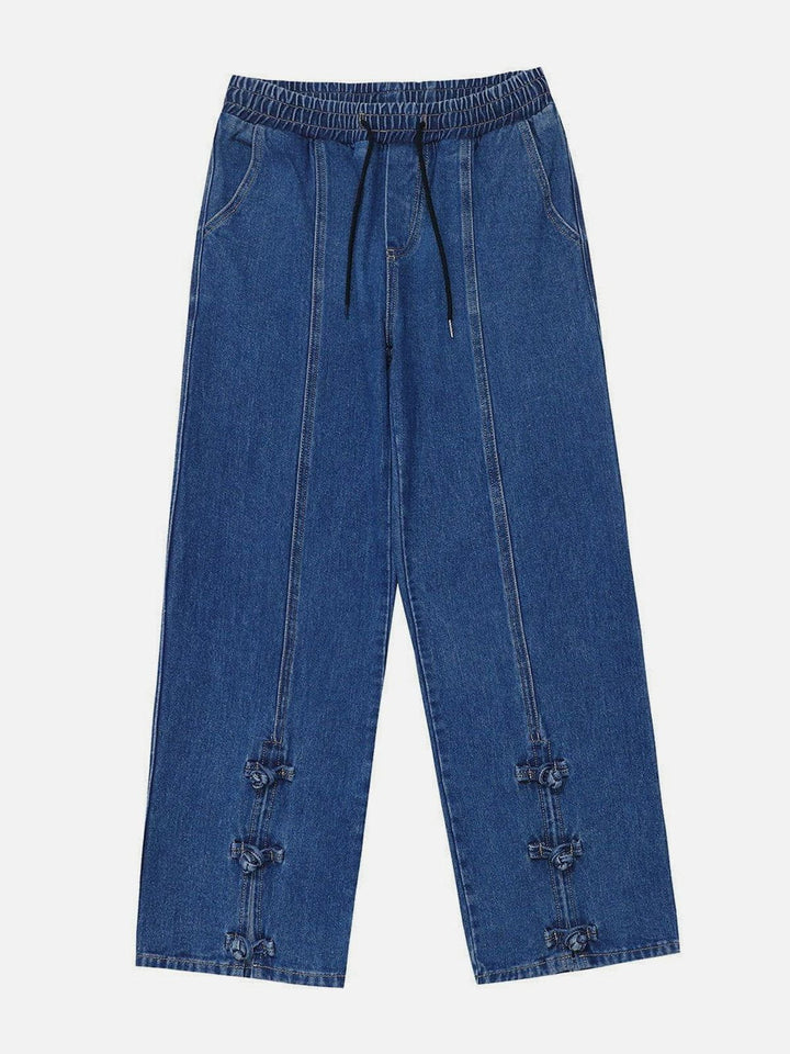 TALISHKO - Vintage Disc Buckle Slit Jeans - streetwear fashion, outfit ideas - talishko.com