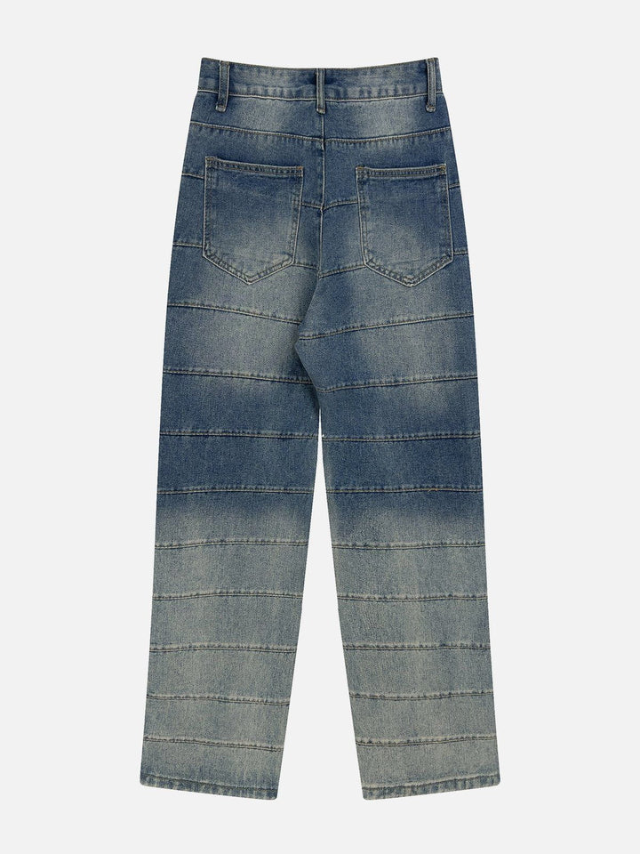 TALISHKO - Vintage Distressed Wash Patchwork Jeans - streetwear fashion, outfit ideas - talishko.com