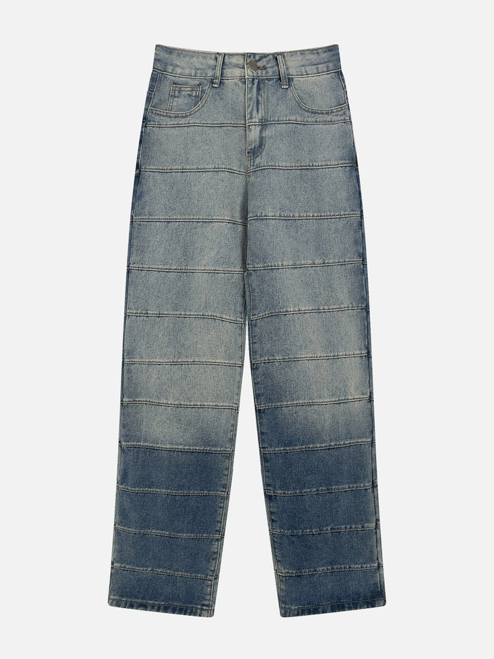 TALISHKO - Vintage Distressed Wash Patchwork Jeans - streetwear fashion, outfit ideas - talishko.com