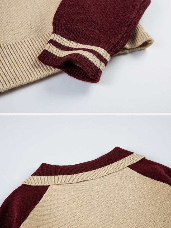 TALISHKO - Vintage Embroidery Polo Collar Sweater - streetwear fashion, outfit ideas - talishko.com