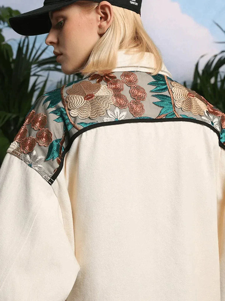 TALISHKO - Vintage Flower Embroidery Stitching Jacket - streetwear fashion, outfit ideas - talishko.com