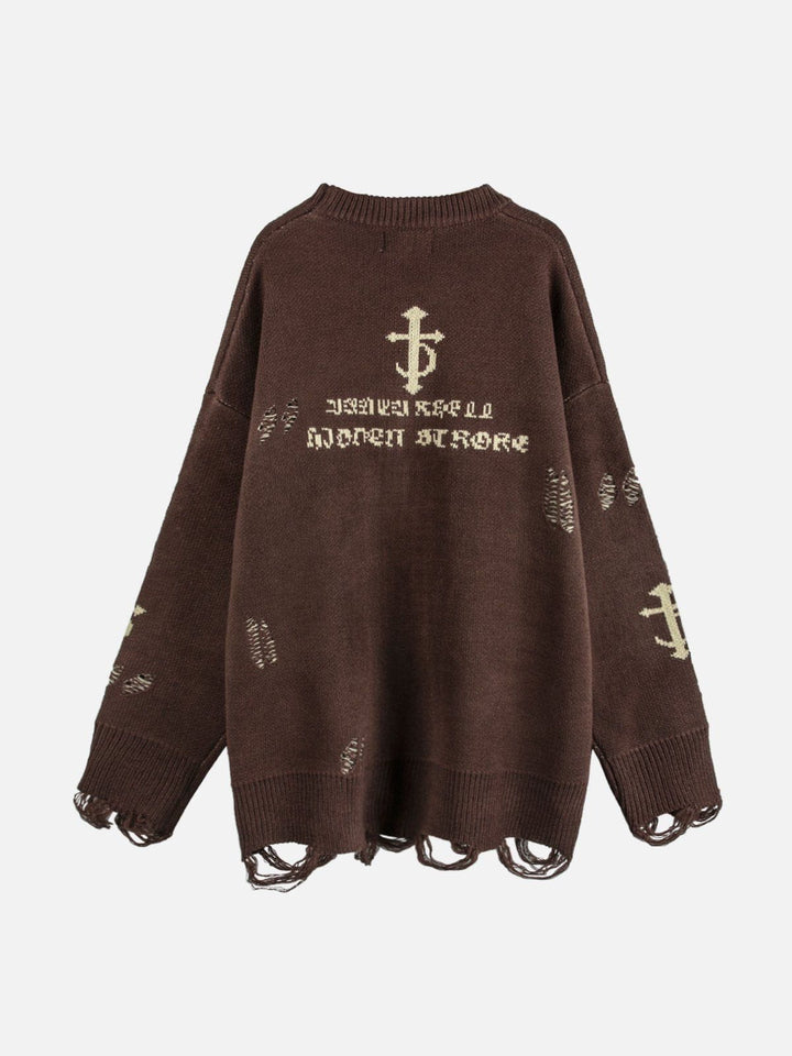 TALISHKO - Vintage Gothic Ripped Sweater - streetwear fashion, outfit ideas - talishko.com