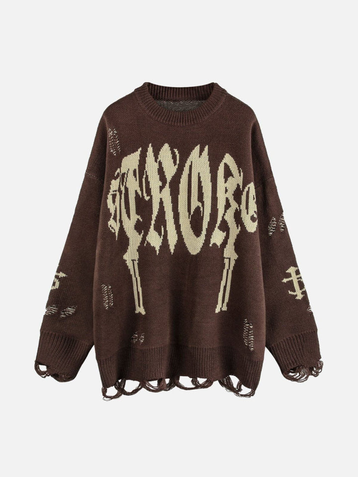 TALISHKO - Vintage Gothic Ripped Sweater - streetwear fashion, outfit ideas - talishko.com