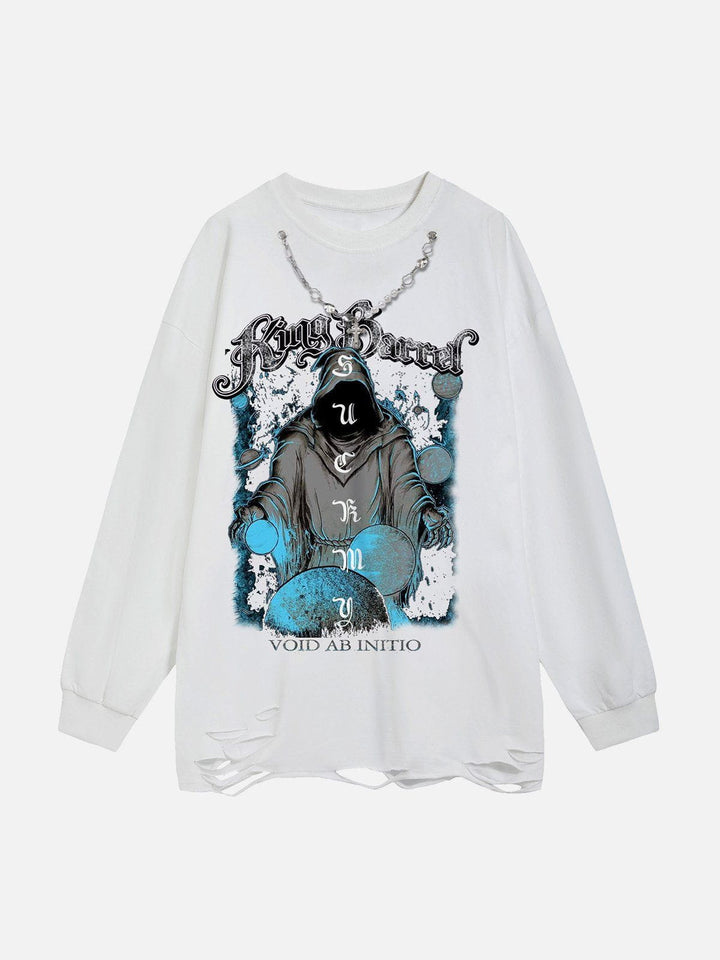 TALISHKO - Vintage Grim Reaper Print Sweatshirt - streetwear fashion, outfit ideas - talishko.com