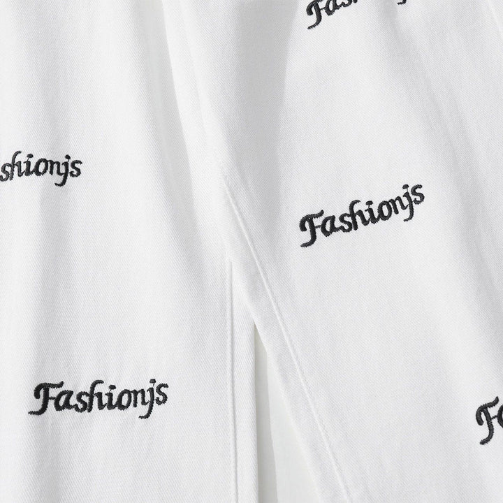 TALISHKO - Vintage Letters Embroidery Jeans - streetwear fashion, outfit ideas - talishko.com