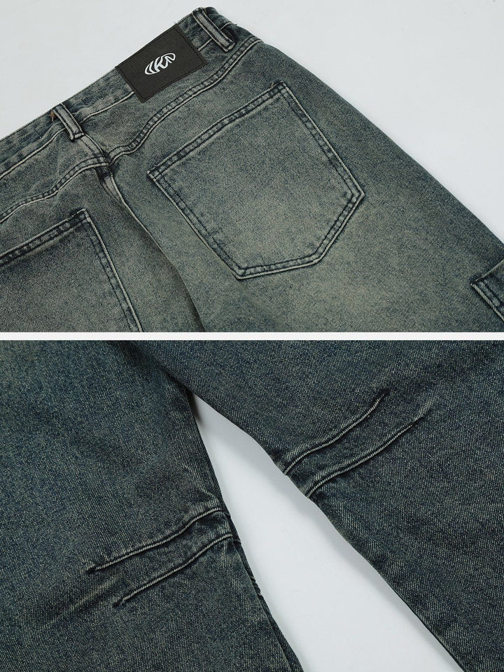 TALISHKO - Vintage Multi Pocket Zip Design Jeans - streetwear fashion, outfit ideas - talishko.com