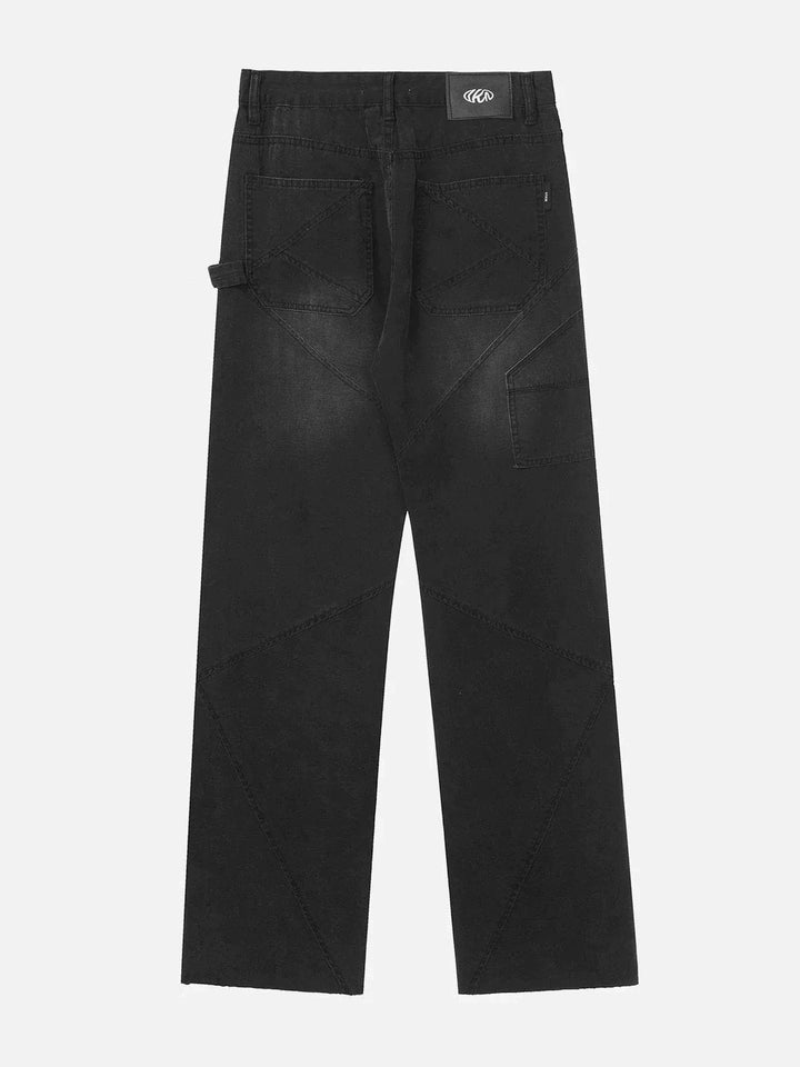 TALISHKO - Vintage Patchwork Foot Mouth Zipper Jeans - streetwear fashion, outfit ideas - talishko.com