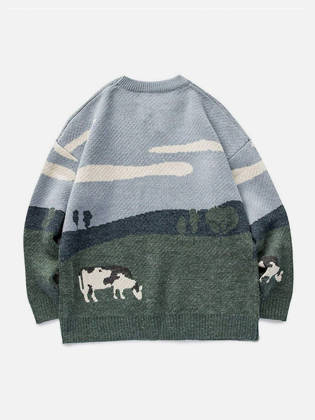 TALISHKO - Vintage Prairie Cow Pattern Streetwear Sweater - streetwear fashion, outfit ideas - talishko.com