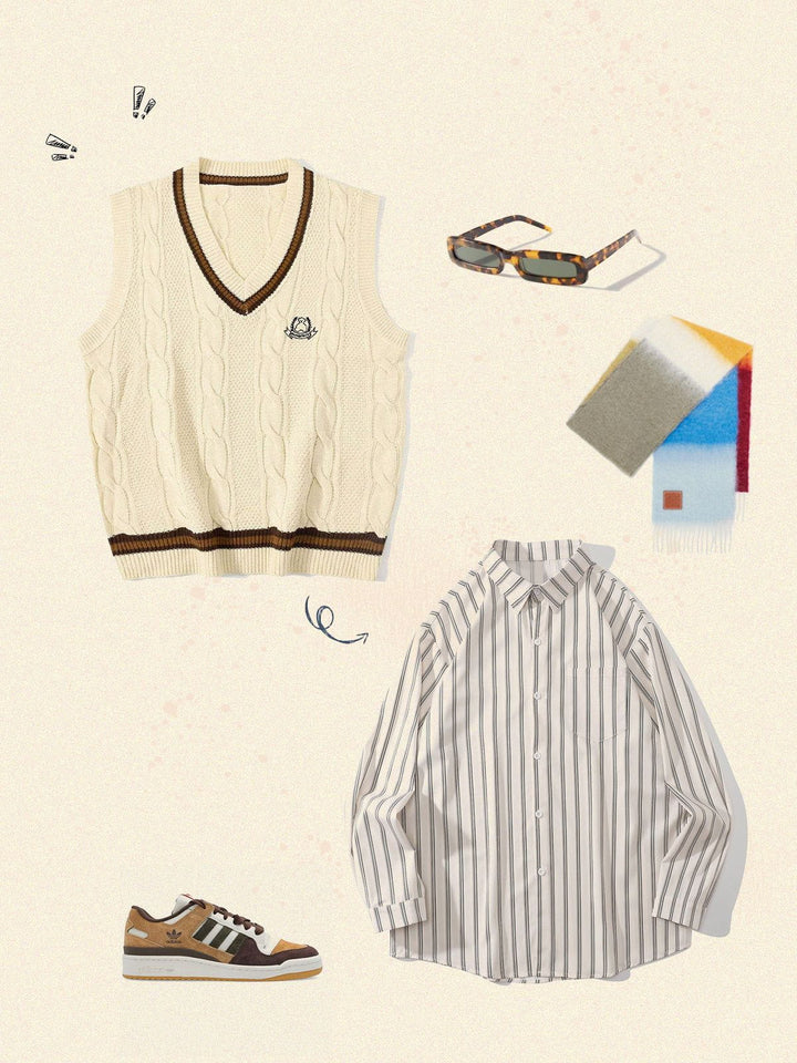 TALISHKO - Vintage Preppy Style Knit Sweater Vest - streetwear fashion, outfit ideas - talishko.com