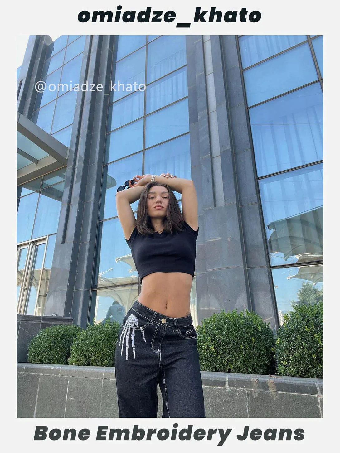 TALISHKO - Vintage Skull Bone Embroidery Jeans - streetwear fashion, outfit ideas - talishko.com