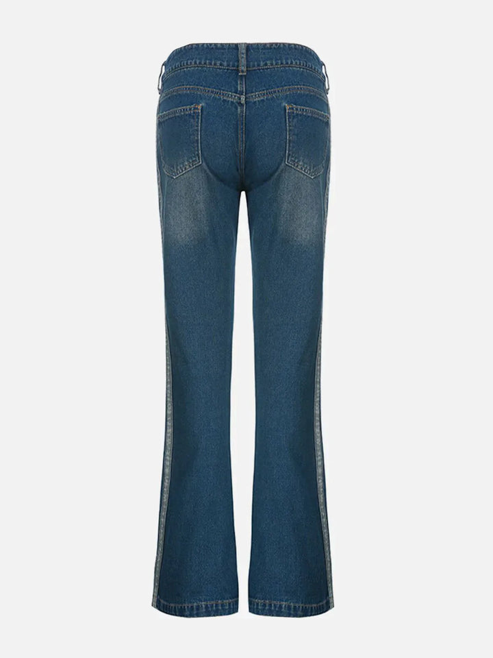 TALISHKO - Vintage Strip Low Rise Bootcut Jeans - streetwear fashion, outfit ideas - talishko.com