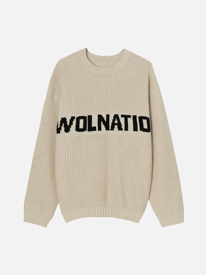 TALISHKO - Vintage "WOLNATIO" Print Sweater - streetwear fashion, outfit ideas - talishko.com