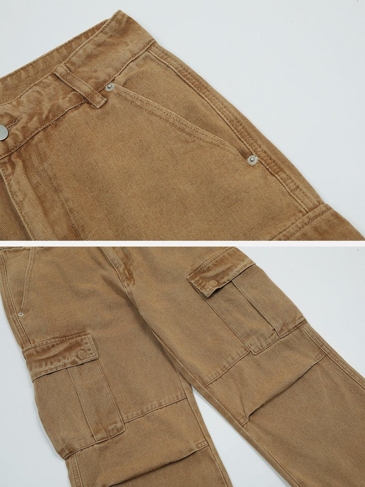 TALISHKO™ - Vintage Wash Multi Pocket Jeans streetwear fashion - talishko.com