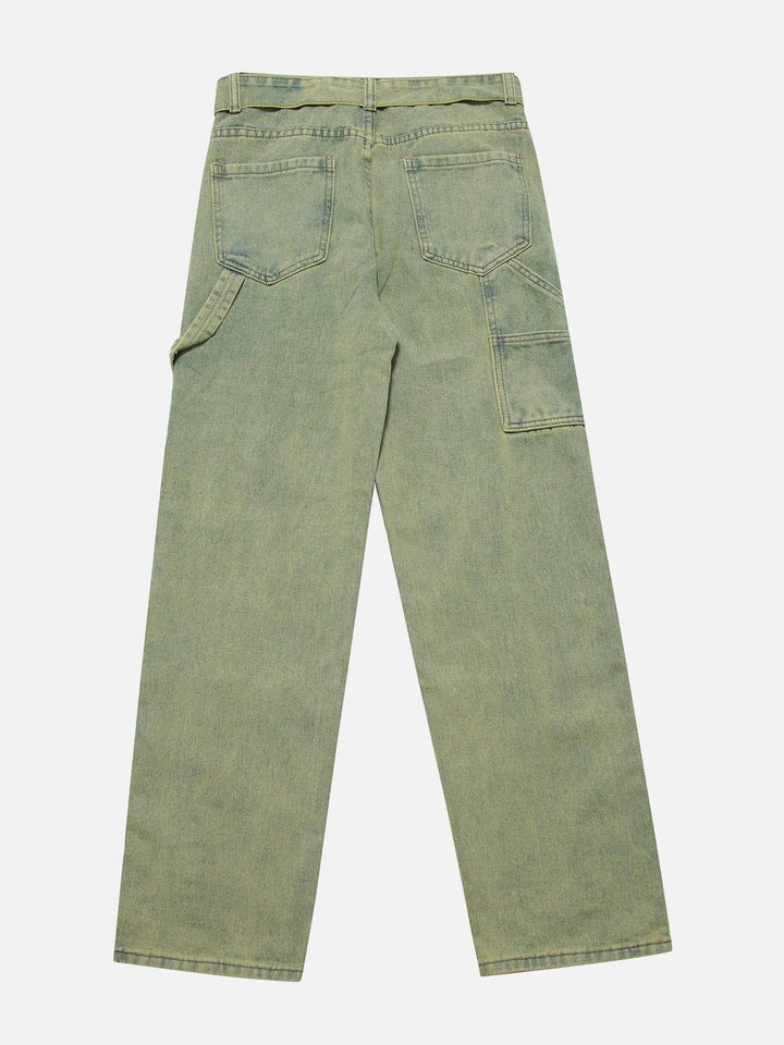 TALISHKO - Vintage Washed Button Slit Jeans - streetwear fashion, outfit ideas - talishko.com