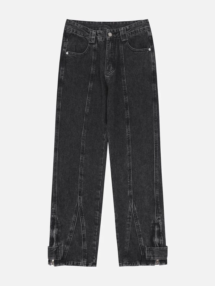 TALISHKO - Vintage Washed Line Design Jeans - streetwear fashion, outfit ideas - talishko.com