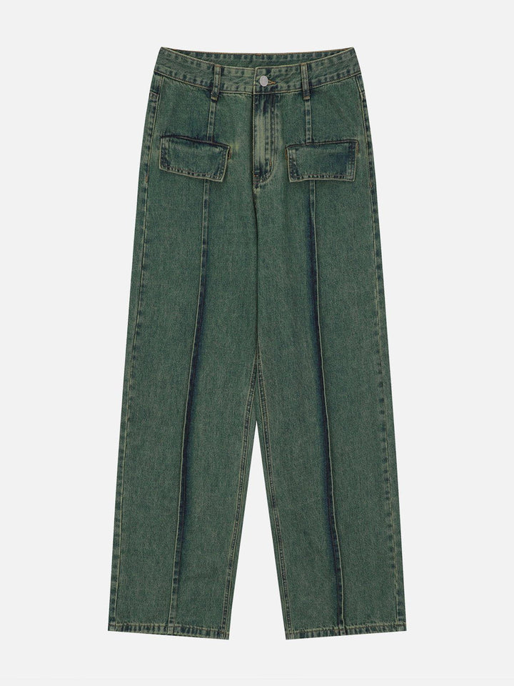 TALISHKO™ - Vintage Washed Lines Design Jeans streetwear fashion - talishko.com