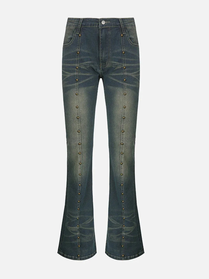 TALISHKO™ - Vintage Washed Studded Jeans streetwear fashion - talishko.com