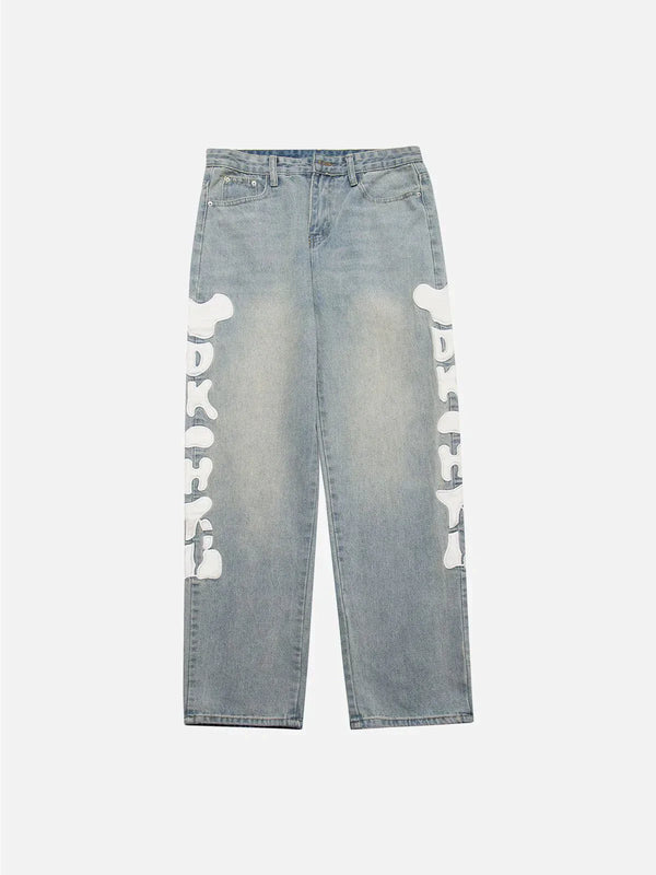 TALISHKO - Wash Monogram Jeans - streetwear fashion, outfit ideas - talishko.com