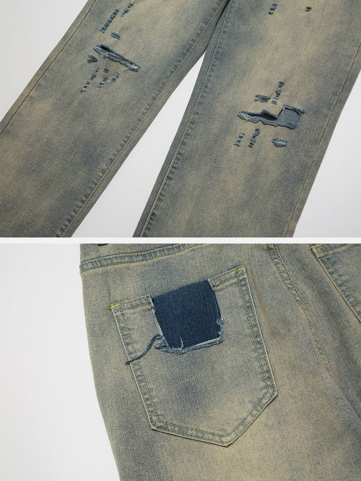 TALISHKO™ - Washed Design Hole Jeans streetwear fashion - talishko.com