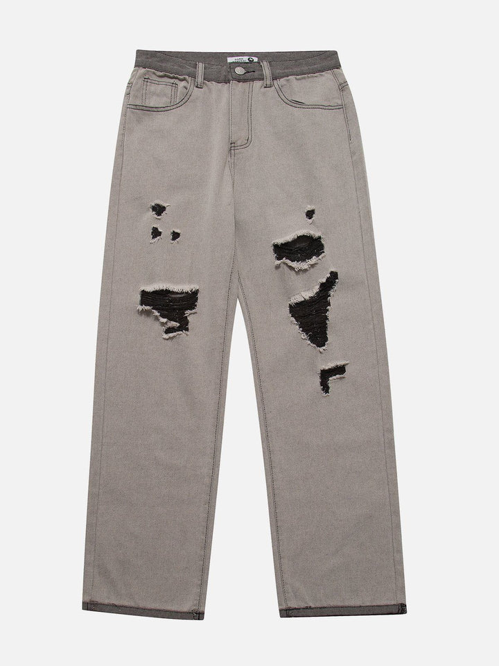 TALISHKO™ - Washed Hole Design Jeans streetwear fashion - talishko.com