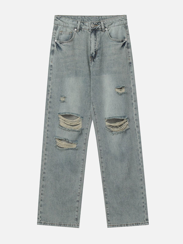 TALISHKO - Water-washed Holes Jeans - streetwear fashion, outfit ideas - talishko.com