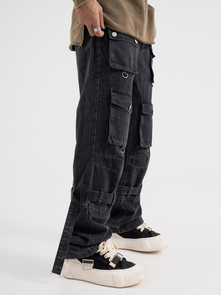TALISHKO - Water-washed Multi-Pocket Jeans - streetwear fashion, outfit ideas - talishko.com