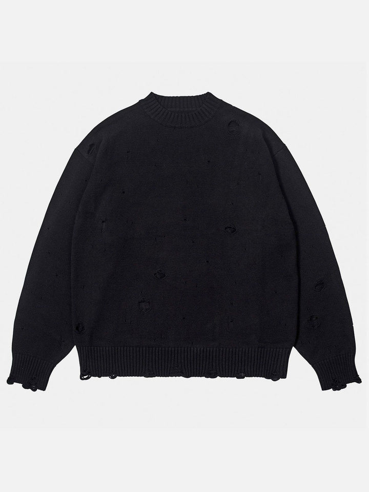 TALISHKO - Worn Hole Pullover Sweater - streetwear fashion, outfit ideas - talishko.com