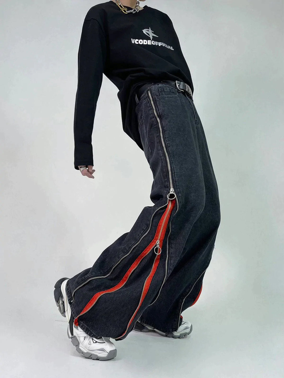 TALISHKO - Zip Up Stripe Jeans - streetwear fashion, outfit ideas - talishko.com