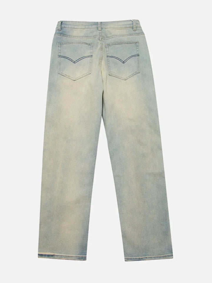 TALISHKO - Zip Washed Design Jeans - streetwear fashion, outfit ideas - talishko.com