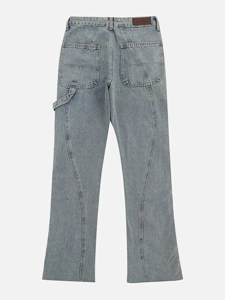 TALISHKO - Zip-up Vintage Wash Flared Jeans - streetwear fashion, outfit ideas - talishko.com